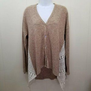 Umgee S Sweater Lace Thin Knit Asymmetrical Hi Low Cardigan Layering Fall Autumn